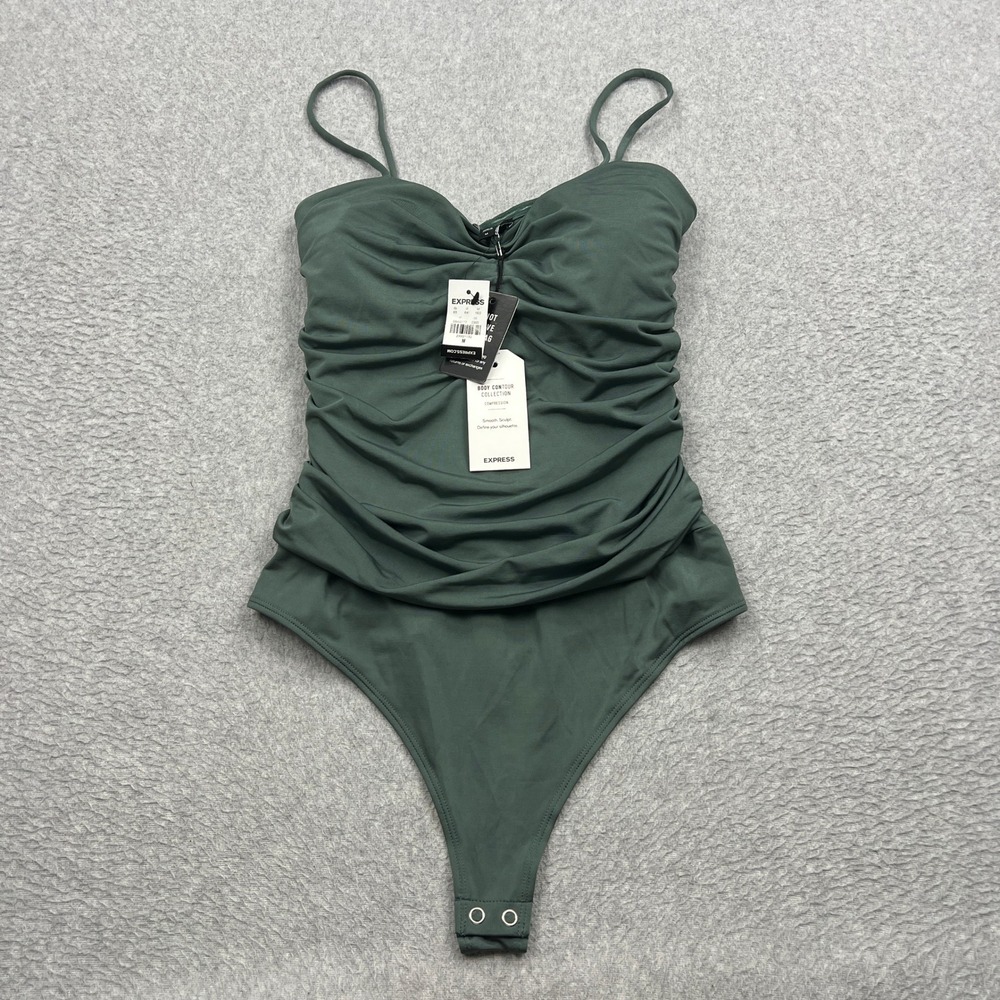 NEW Express Body Contour Compression Ruched Bodysuit Womens Medium One Piece